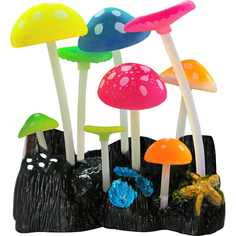 Декор для аквариумов Jelly-Fish Грибы с узорами разноцветный силиконовый 9x7x11 см