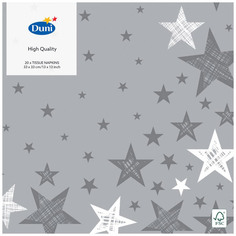 Салфетки бумажные Duni Shining Star Grey 33х33 см 20 шт