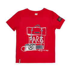 Футболка Lucky Child Лемур в Париже красная 116-122