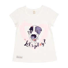 Футболка Lucky Child молочная с собачкой 110-116
