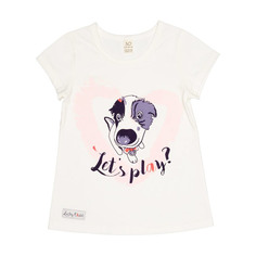 Футболка Lucky Child молочная с собачкой 92-98