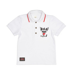 Футболка-поло Lucky Child Лемур в Париже белая 128-134