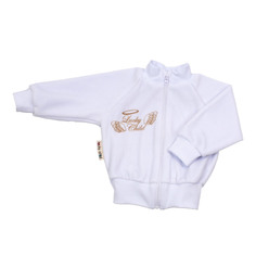 Кофточка Lucky Child детская из велюра Ангелочки белая 68-74