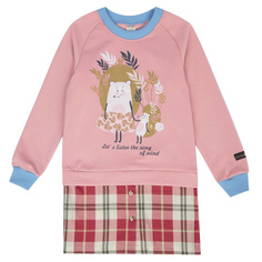 Платье Lucky Child Осенний лес футер розовое 86-92