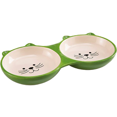 Миска для животных Foxie Kitty двойная зеленая 190 мл