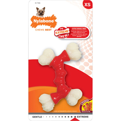 Игрушка для собак NYLABONE Двойная косточка экстра жесткая с ароматом бекона XS
