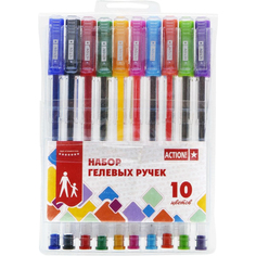 Разноцветные гел.ручек action!. 10 цв Action