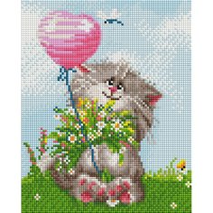 Алмазная мозаика Белоснежка Кот с букетом