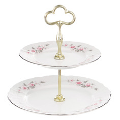Этажерка 2-х ярусная Thun1794 декор бледные розы, отводка платина