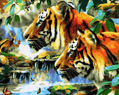 Картина по номерам Paintboy GX 30664 Тигры в джунглях 40*50