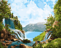 Картина по номерам Paintboy GX 31623 Горные водопады 40*50