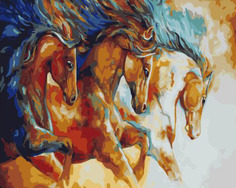 Картина по номерам Paintboy GX 32631 Тройка ретивых лошадей 40*50