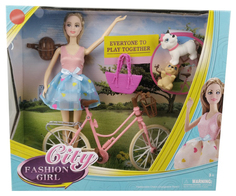 SHANTOU Кукла с велосипедом и питомцем, в/к 35*8,5*30,5см JB700320