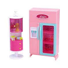 Набор мебели для кукол DollyToy "Кухня принцессы" (холодильник, кухонный шкаф, аксессуары)