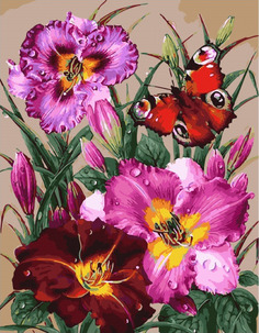 Картина по номерам Paintboy GX 32036 Бабочка и лилии 40*50