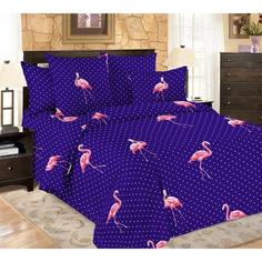 Комплект постельного белья двуспальный Amore Mio, Flamingo, синий