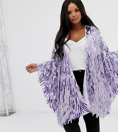 Куртка-кимоно с отделкой пайетками ASOS DESIGN Curve-Фиолетовый