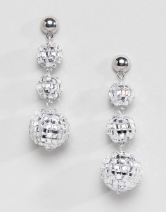 Серебристые новогодние серьги ASOS DESIGN-Серебряный