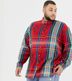 Красная oversize-рубашка в клетку с ацтекским принтом ASOS DESIGN Plus-Красный