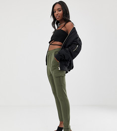 Узкие брюки в стиле милитари с контрастными строчками ASOS DESIGN Tall-Зеленый