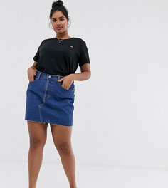 Джинсовая мини-юбка с необработанным краем Levis Plus-Синий