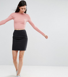 Выбеленная черная джинсовая мини-юбка ASOS TALL-Черный