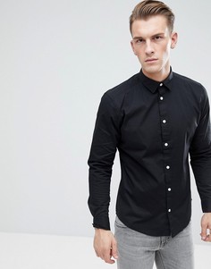 Черная облегающая рубашка из хлопкового поплина Esprit-Черный