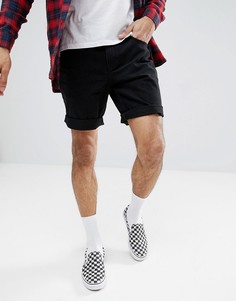 Черные джинсовые шорты узкого кроя ASOS DESIGN-Черный