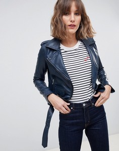 Байкерская куртка из цветной кожи Barneys Originals-Темно-синий