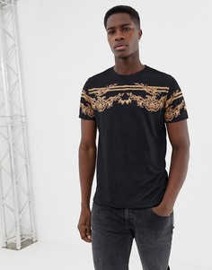 Черная футболка с полоской на груди Burton Menswear-Черный