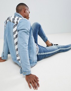 Монохромная джинсовая куртка в полоску Liquor N Poker-Синий