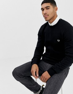 Черный хлопковый джемпер с круглым вырезом Fred Perry