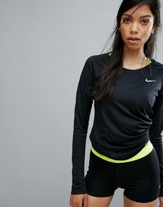 Лонгслив Nike Running Miler из быстросохнущей ткани-Черный