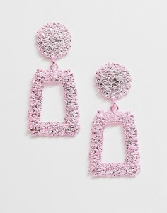 Розовые квадратные серьги ASOS DESIGN-Розовый