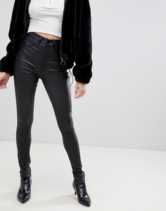Супероблегающие джинсы из искусственной кожи с завышенной талией Dr Denim Solitaire-Черный