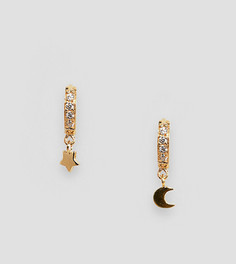 Серебряные позолоченные серьги с кристаллами ASOS DESIGN-Золотой