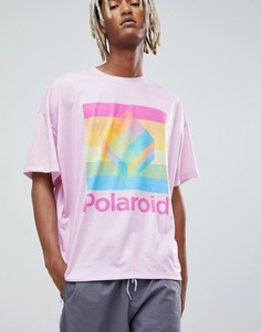 Oversize-футболка с принтом "Polaroid" на груди и спине ASOS DESIGN-Розовый