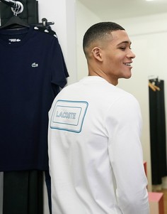 Белая хлопковая футболка с длинными рукавами и логотипом Lacoste-Белый