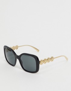 Черные большие квадратные солнцезащитные очки Versace 0VE4375-Черный