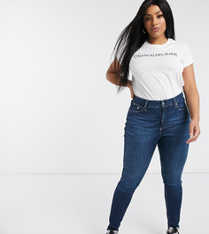 Эластичные джинсы скинни с завышенной талией Calvin Klein Jeans-Синий