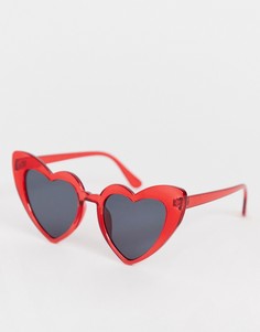 Красные солнцезащитные очки в оправе в форме сердец Glamorous-Красный