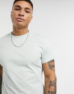 Бледно-зеленая футболка с круглым вырезом ASOS DESIGN-Синий