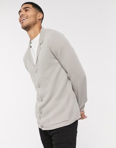 Серый фактурный трикотажный пиджак ASOS DESIGN