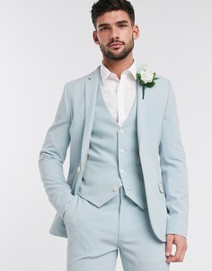Голубой облегающий пиджак ASOS DESIGN wedding-Синий