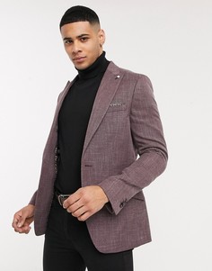 Бордовый фактурный приталенный блейзер Burton Menswear-Красный