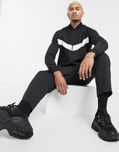 Черный комбинезон с шевронным узором ASOS DESIGN