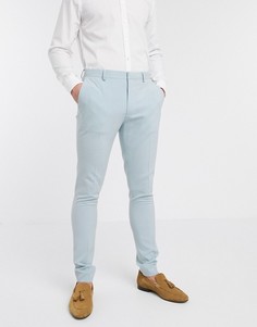 Супероблегающие брюки пастельно-голубого цвета ASOS DESIGN wedding-Синий