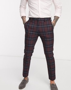 Строгие брюки скинни в красную и темно-синюю клетку Burton Menswear-Красный