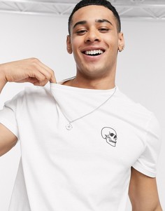 Белая футболка с принтом на груди New Look-Белый