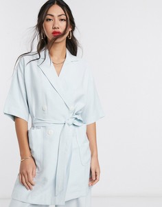 Длинный пиджак с поясом от комплекта Native Youth-Синий